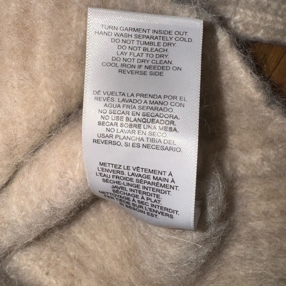 Soft Cashmere Llama Mohair Blend Turtleneck Sweater XS Fuzzy Ribbed Neutral Cozy - Picture 5 of 8